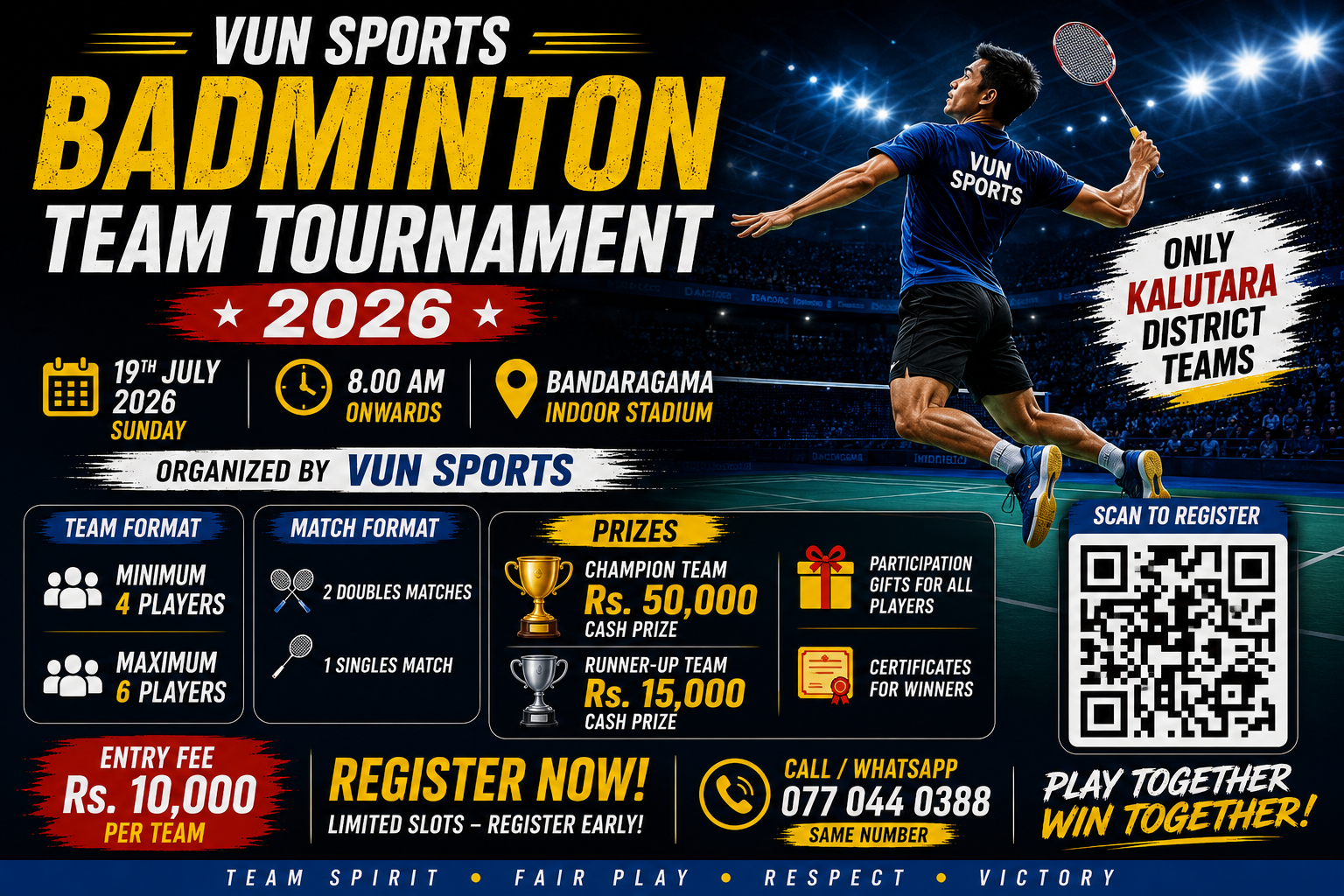KALUTARA DISTRICT TEAM BADMINTON TOURNAMENT