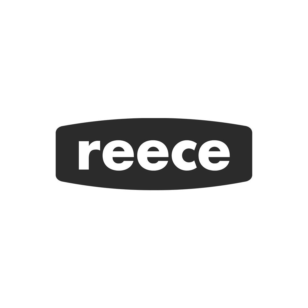 Black and white logo with the word 'Reece' in bold lowercase letters inside a rounded rectangular shape.