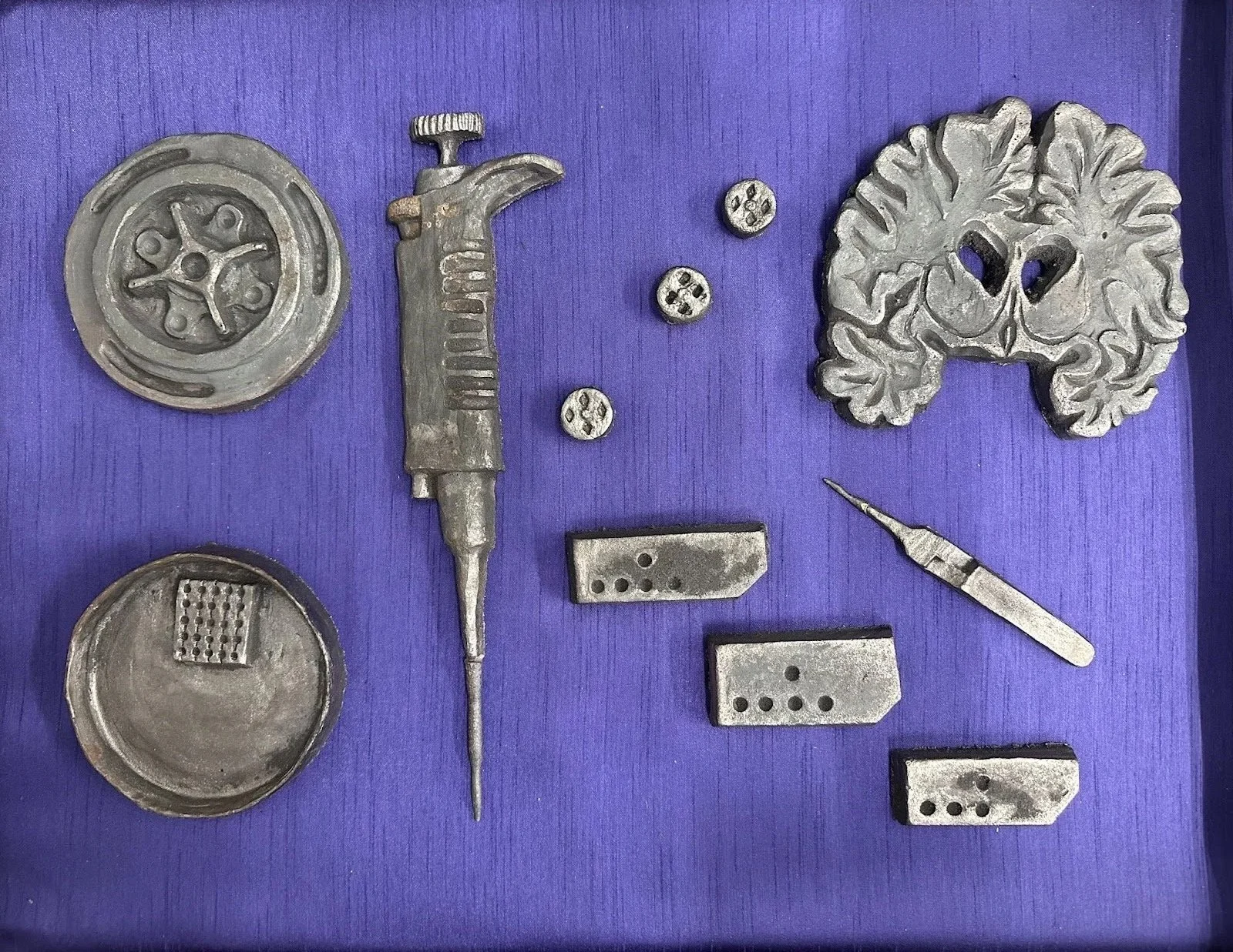 Iron Age of Science (detail image), 2026 
Iron, found display case
H24”xW22”xD16”
