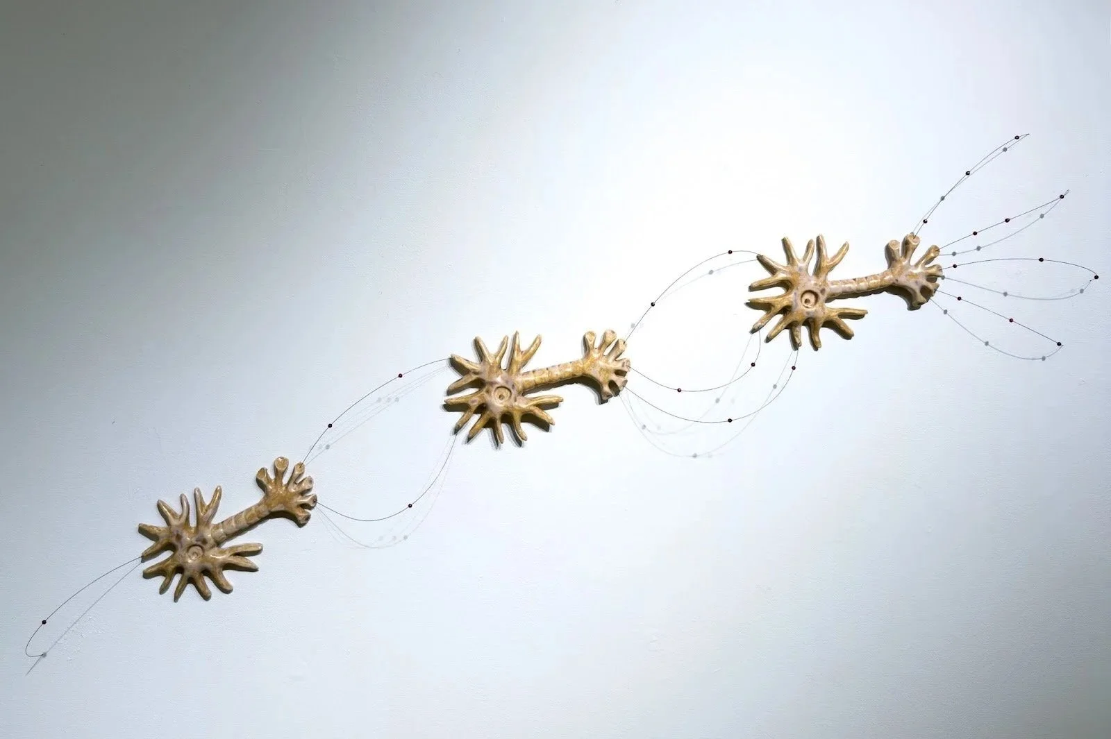 Excitatory, 2026
Ceramic, music wire, glass beads
H19”xW46”xD4”