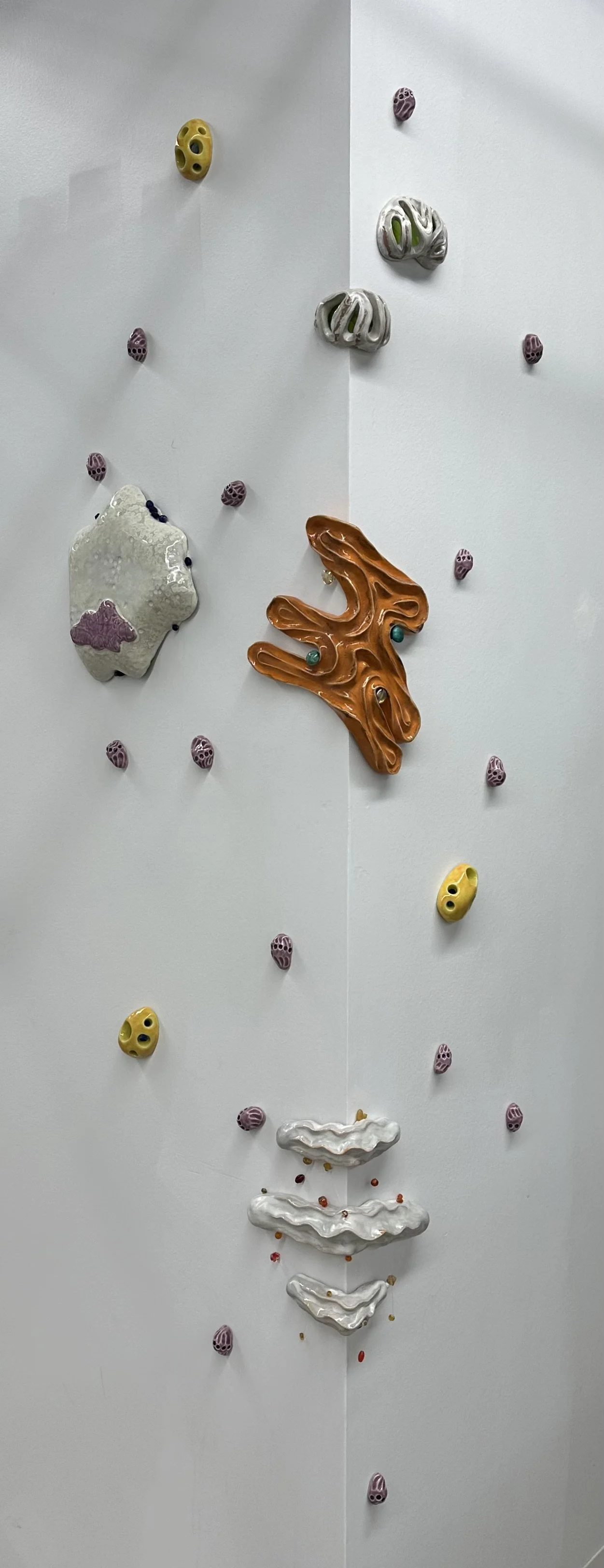 The Cell Series
2024
Ceramic, glass beads, monofilament,
acrylic painted paper
61x31x2