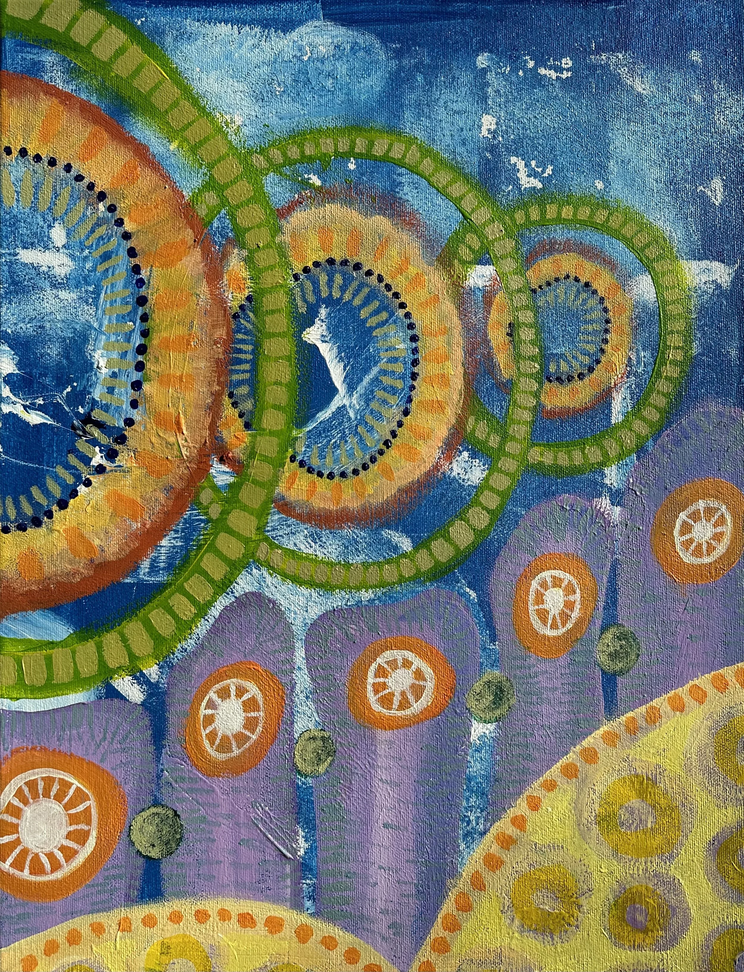 Helical, 18" × 14", acrylic on canvas