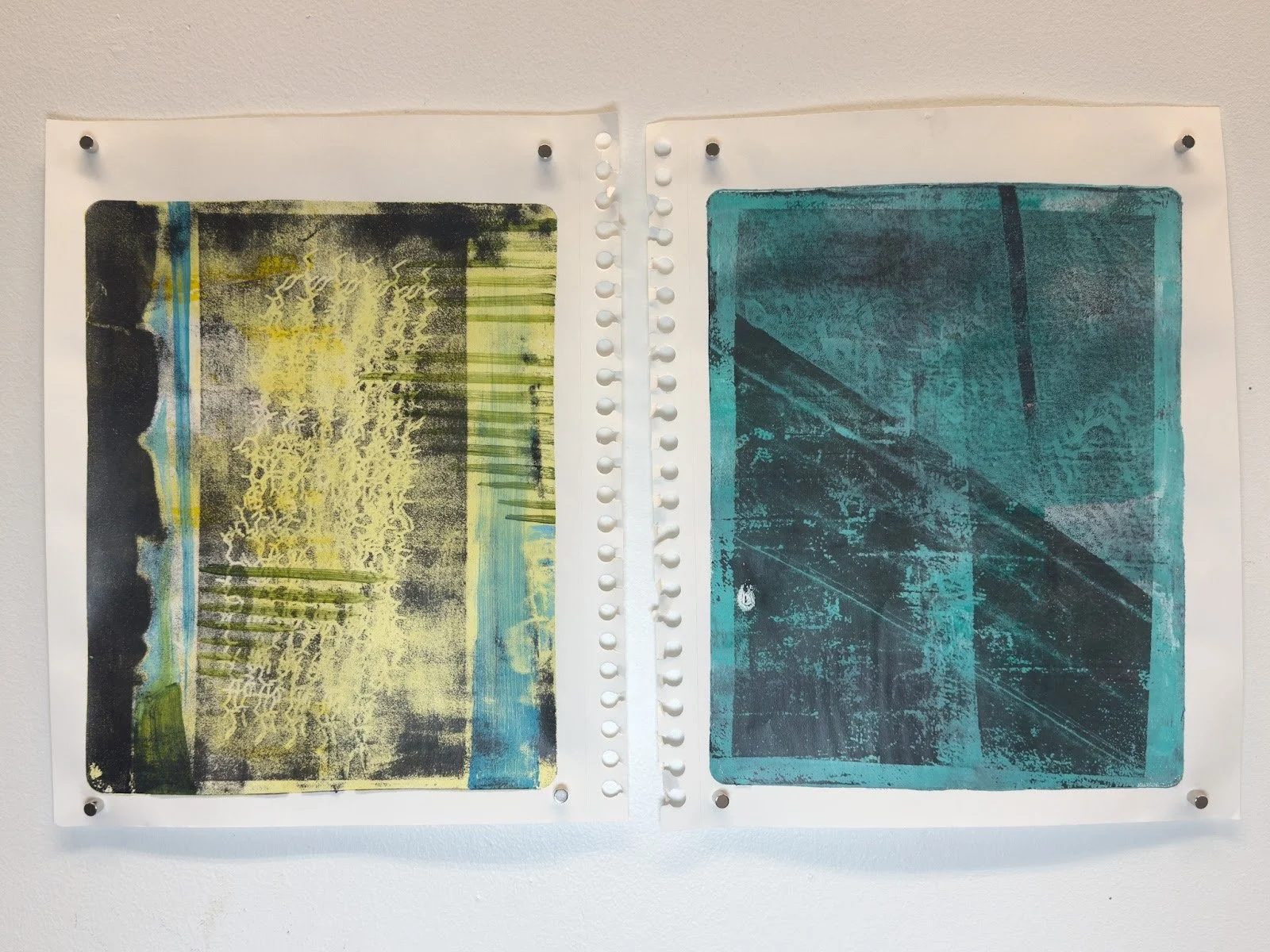 Unbound Methods 1, 2025 
Acrylic photo transfer monotypes
H12” x W18”