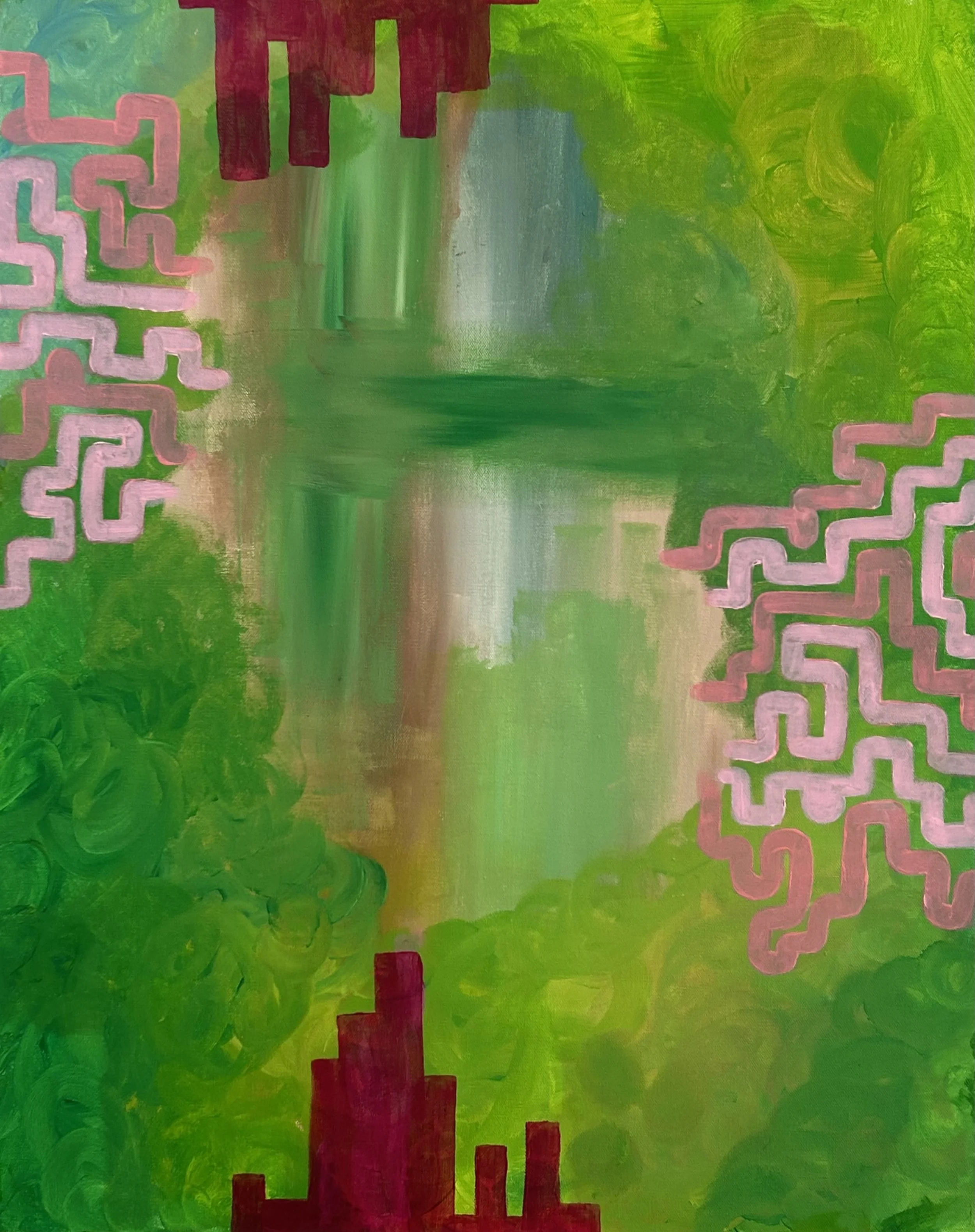 Neural Grooves, 30" × 24", acrylic on canvas
