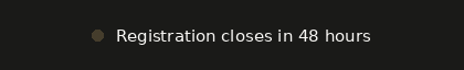 Text stating 'Registration closes in 48 hours' with a dark background.