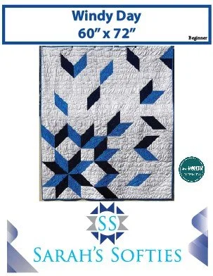 Windy Day
60" x 72" Beginner

A bold modern pattern featuring a traditional carpenter's star fading into the rest of the quilt pattern.
