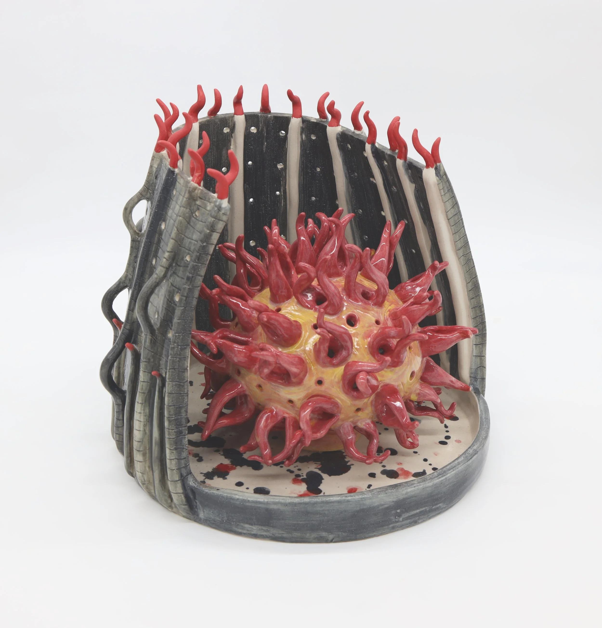 (Side View) Agninaari (Woman of Fire), Ceramic, 2025, 11.5” X 14” X 13.5” (H X W X D)