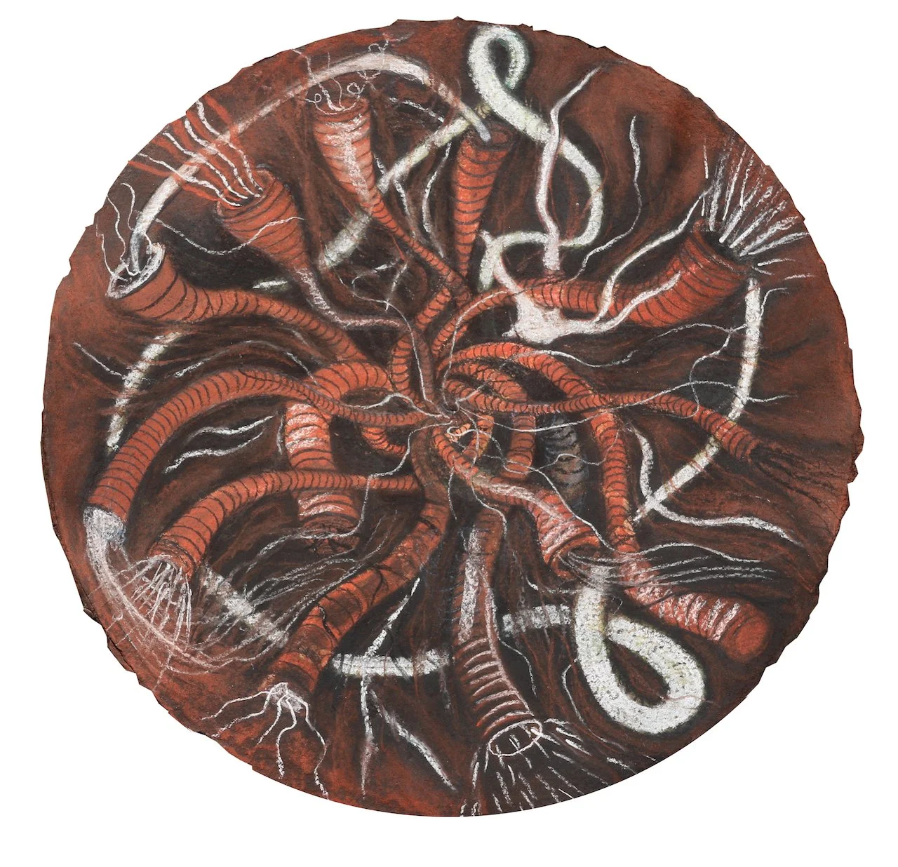 A moment of truth,
Charcoal on Paper,
16" Diameter