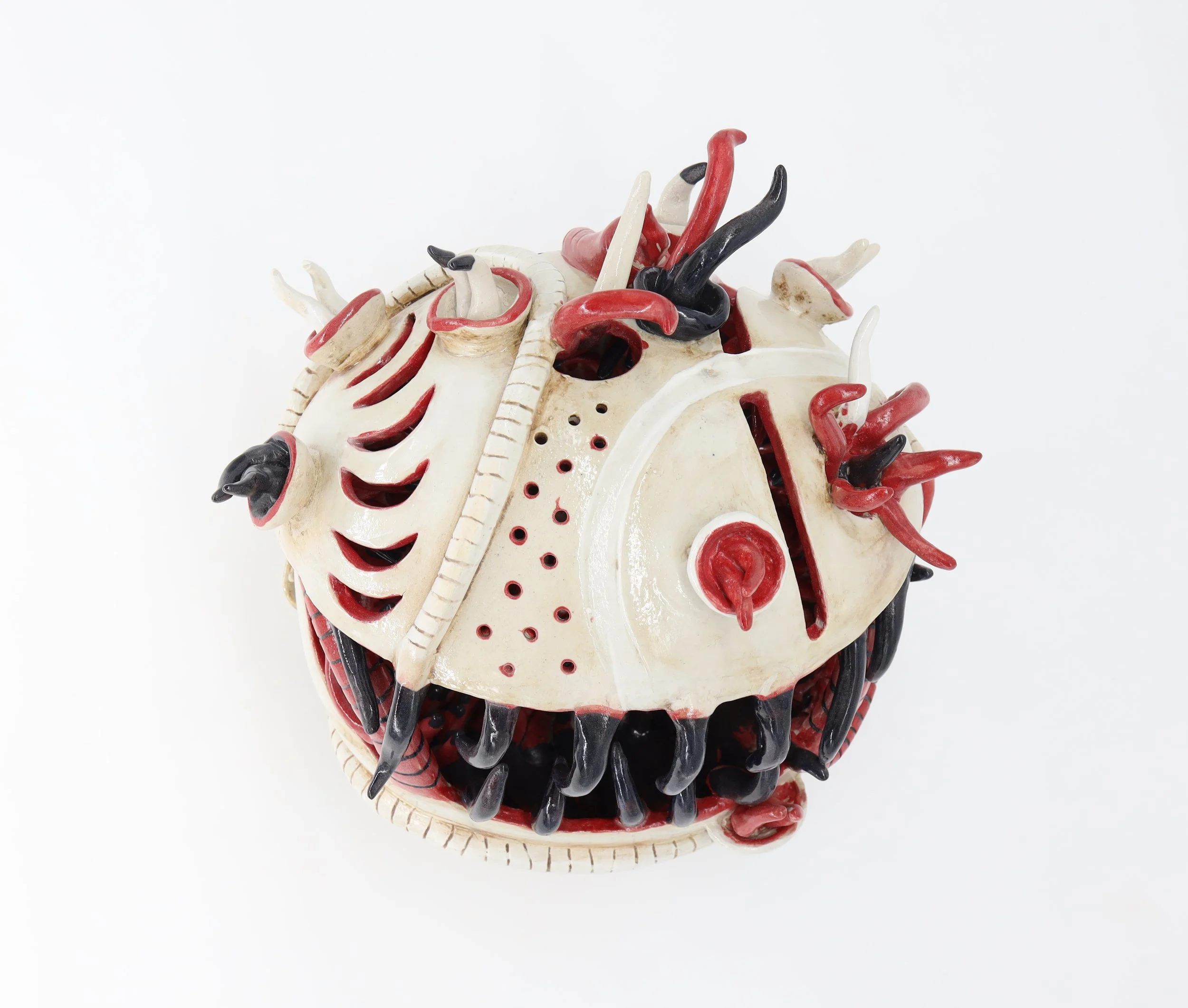 (Top View) The Alien Guardian, Ceramic, 2025, 10.5” X 10.5” X 11” (H X W X D)