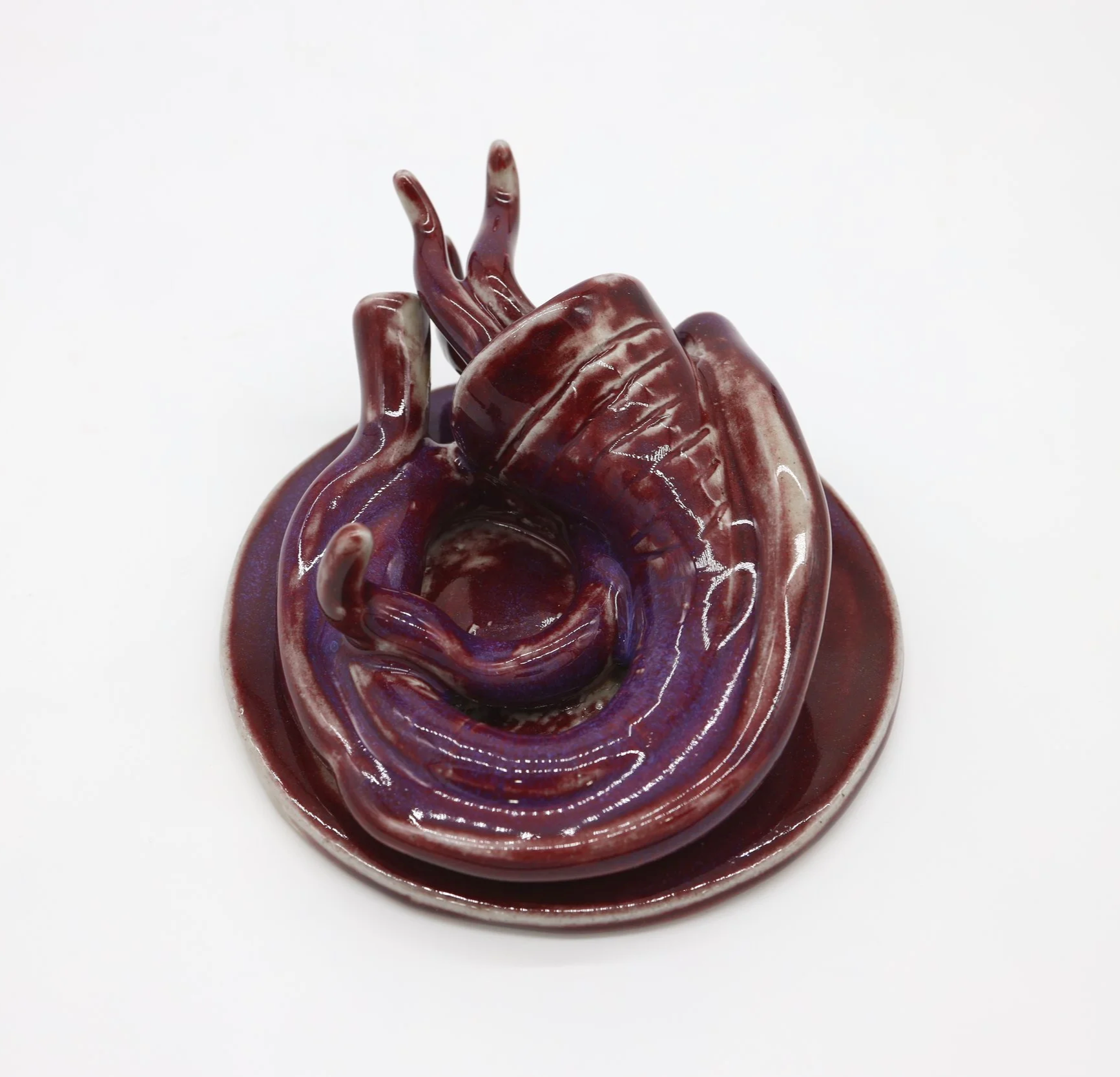 Velvety Plum #5, Ceramic, 5 x 5 x 2 inch (shot 3)