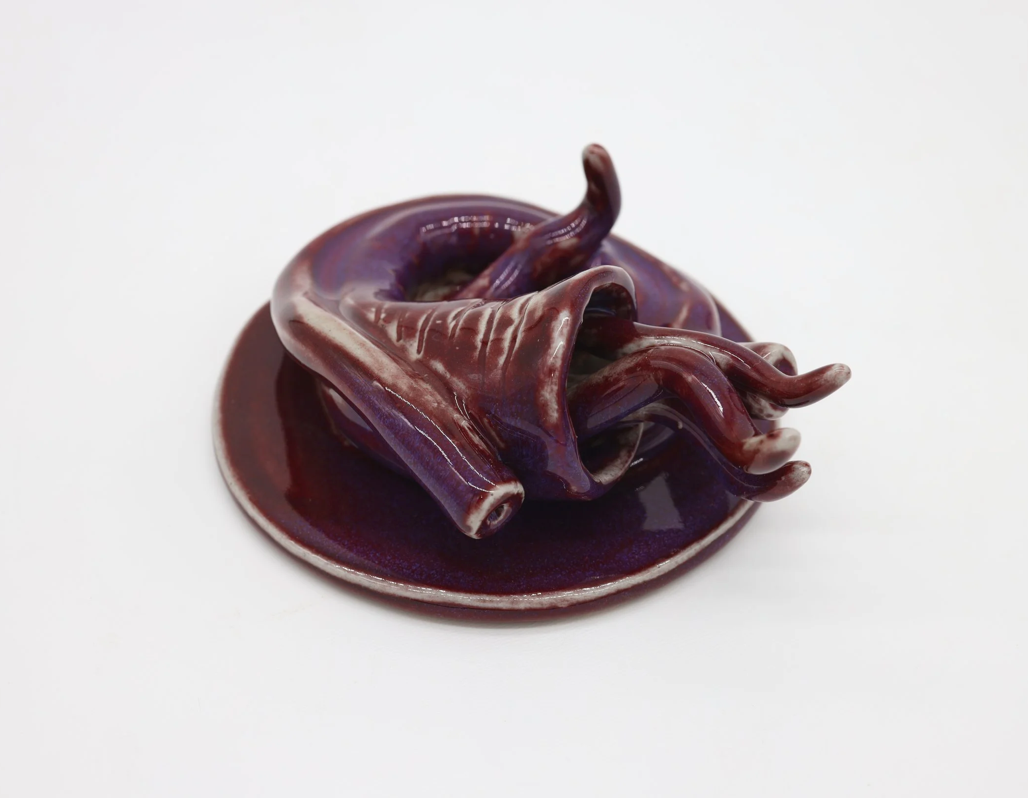 Velvety Plum #5, Ceramic, 5 x 5 x 2 inch (shot 2)