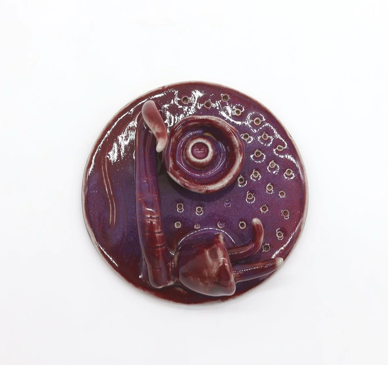Velvety Plum #9, Ceramic, 5 x 5 x 2 inch (shot 3)