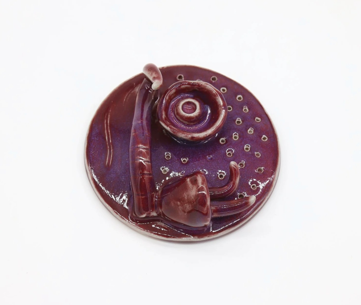 Velvety Plum #9, Ceramic, 5 x 5 x 2 inch (shot 1)