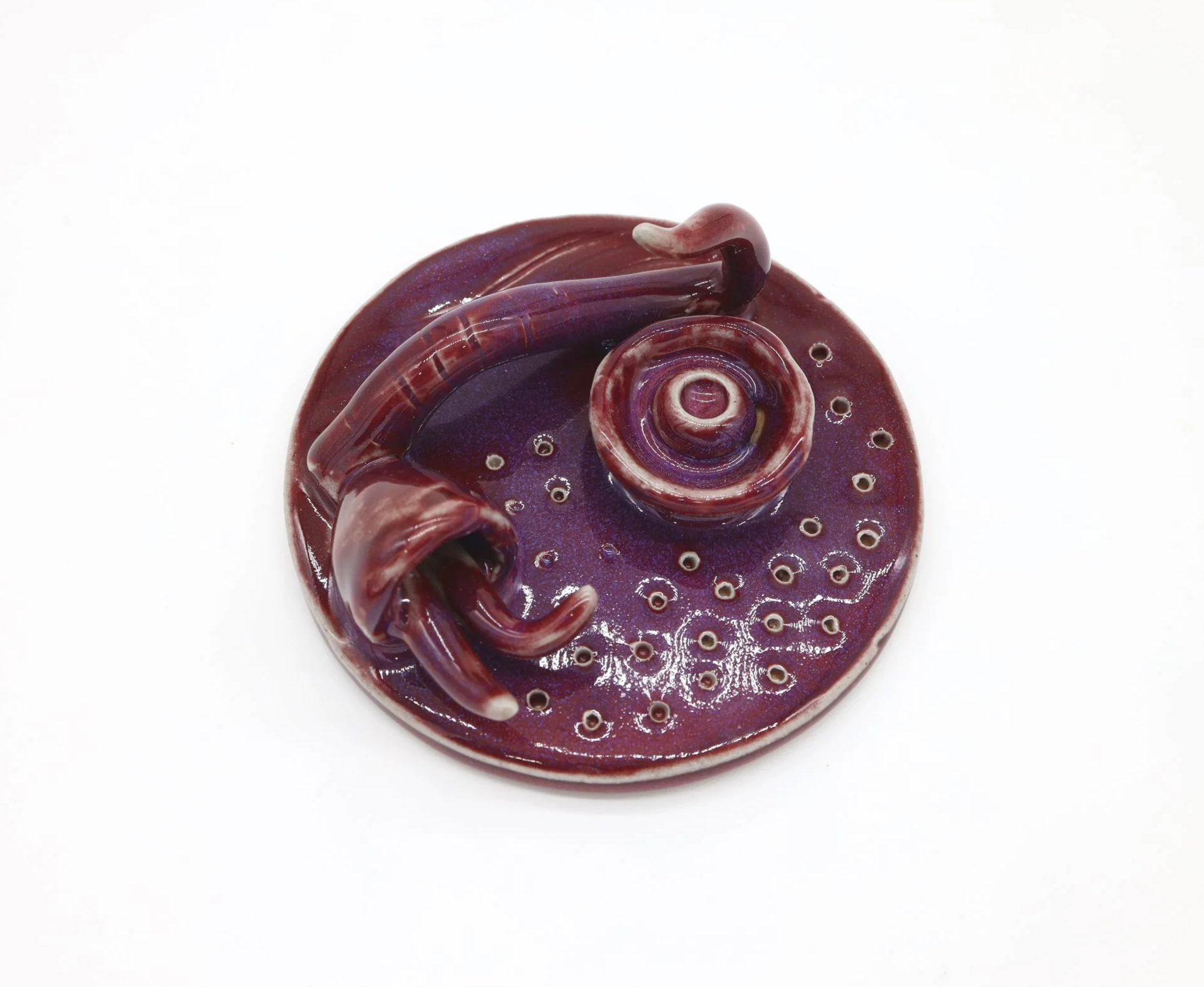 Velvety Plum #9, Ceramic, 5 x 5 x 2 inch (shot 2)