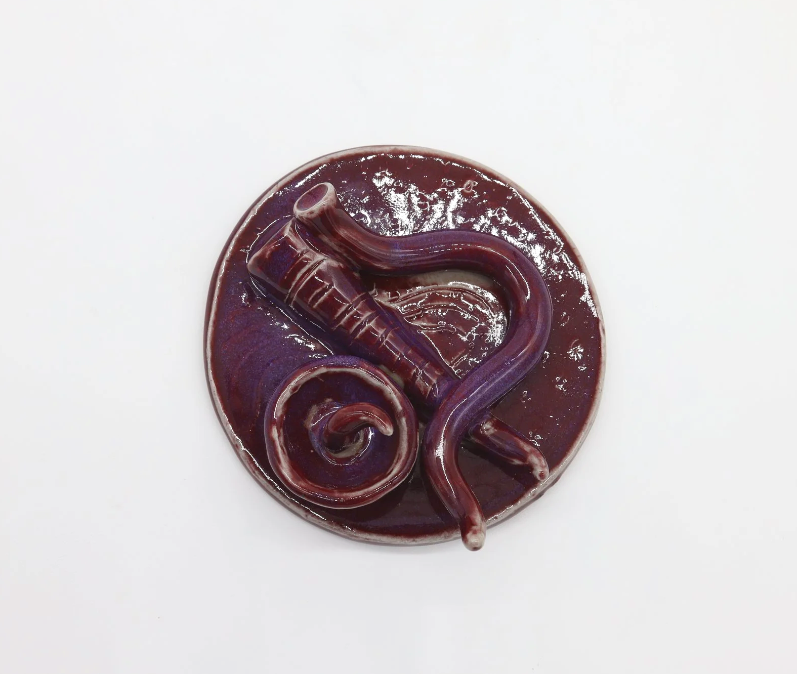 Velvety Plum #10, Ceramic, 5 x 5 x 2 inch (shot 1)