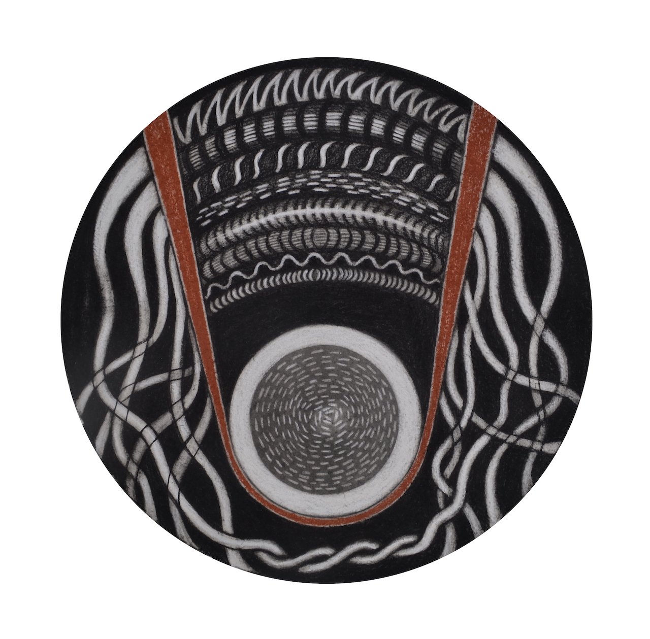 The Pattern in Life,
Charcoal on Paper,
16" Diameter