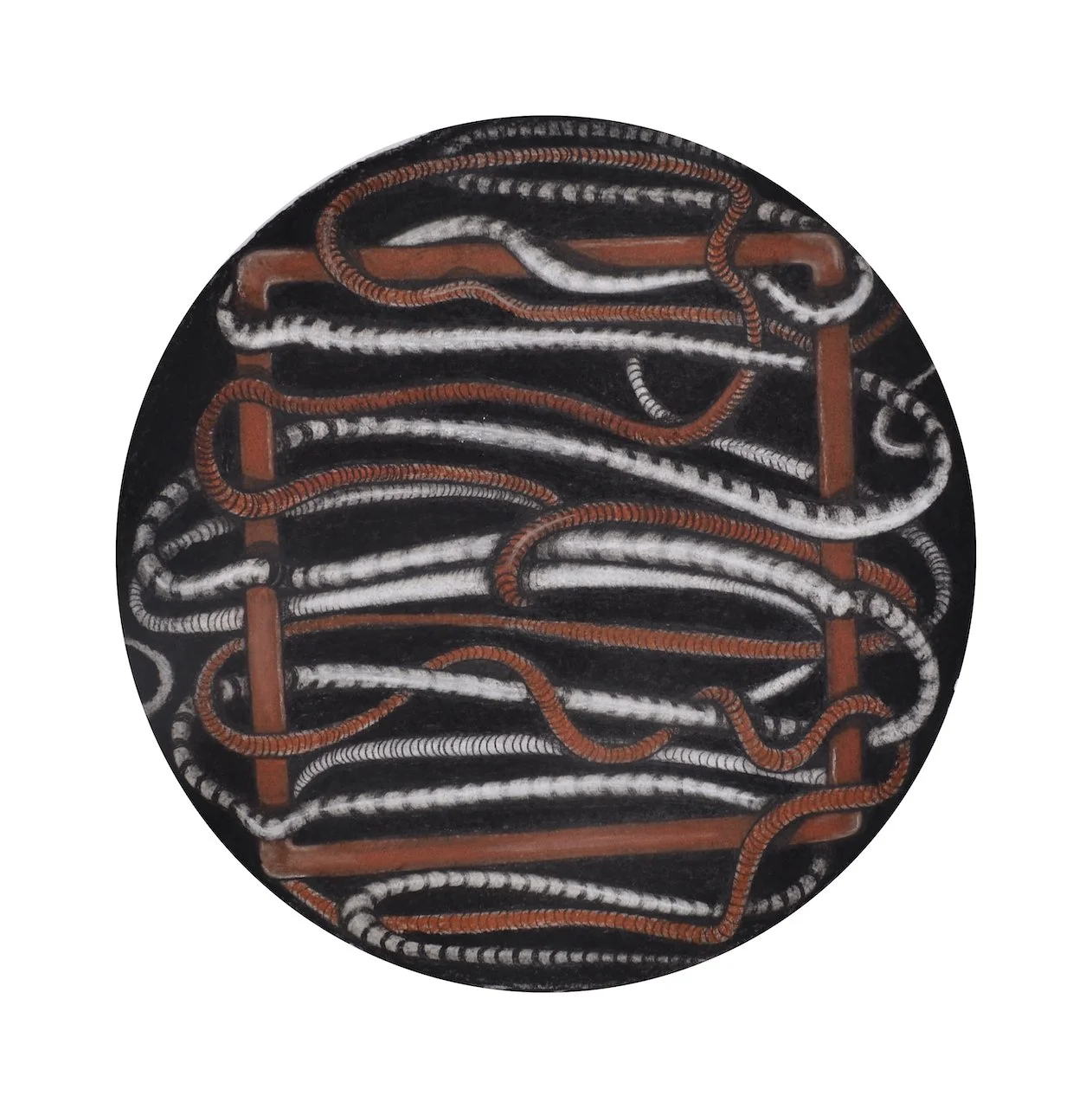 Arranged Rearranged,
Charcoal on Paper,
16" Diameter