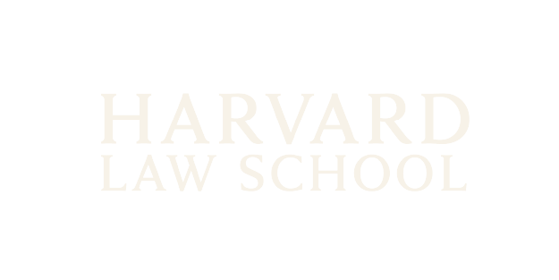 Harvard Law School logo in white text on black background.