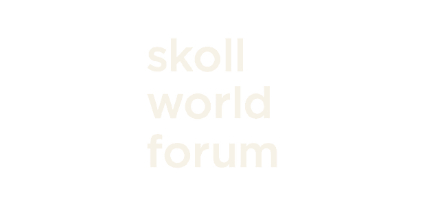 White text on a black background reading 'skoll world forum' in lowercase letters