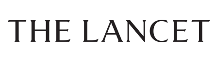 The cover of The Lancet magazine in black with the title in large uppercase letters.