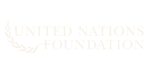 United Nations Foundation logo with laurel branch on the left and the organization's name in white text.