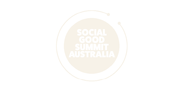 Logo for the Social Good Summit Australia with a circular design and bold black text.