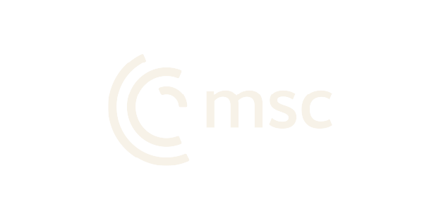 MSC logo with black background and white text