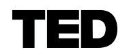 Black background with large, bold, outlined letters spelling 'TED' in uppercase.