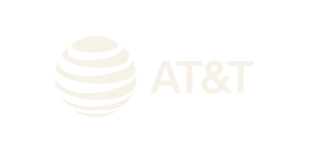 AT&T logo with a globe icon and the company name in white on a black background.