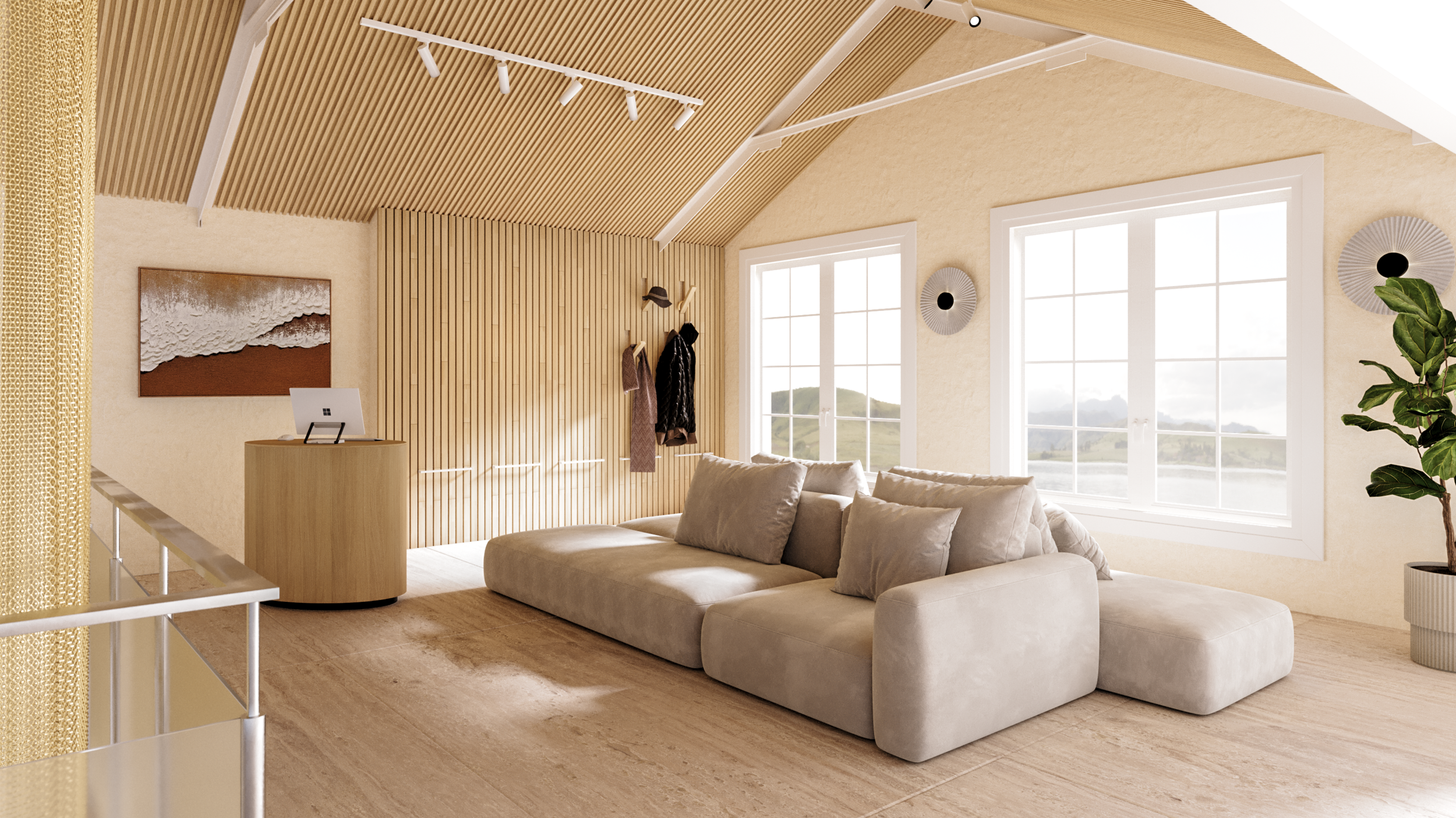 3D representation of planned internal space including bespoke design elements