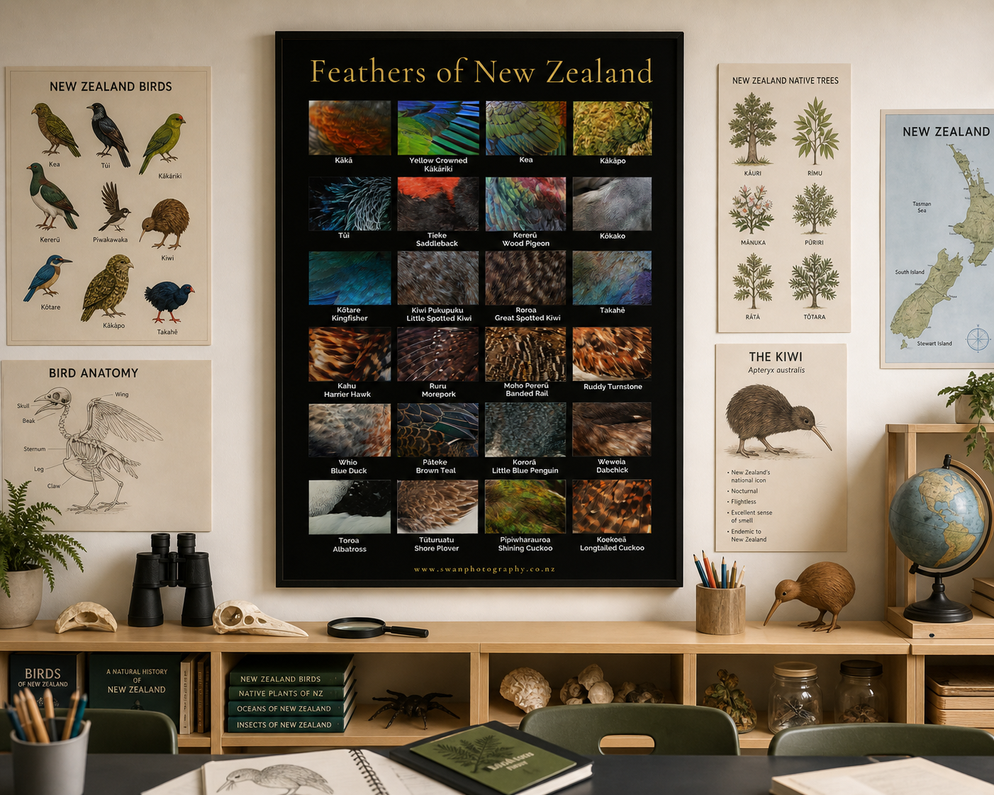 PRE-ORDER Feathers of NZ - A2 Poster