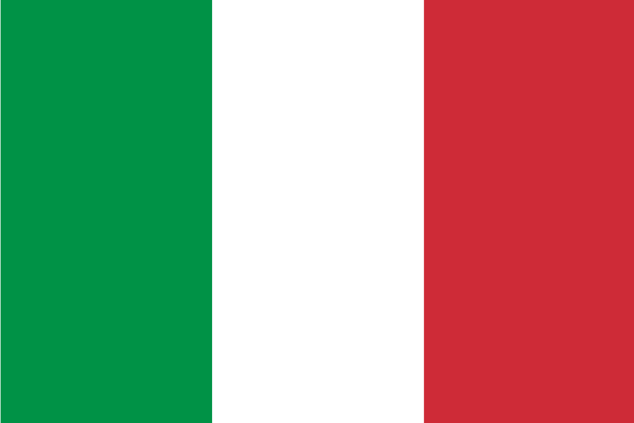 The flag of Italy with vertical green, white, and red stripes.