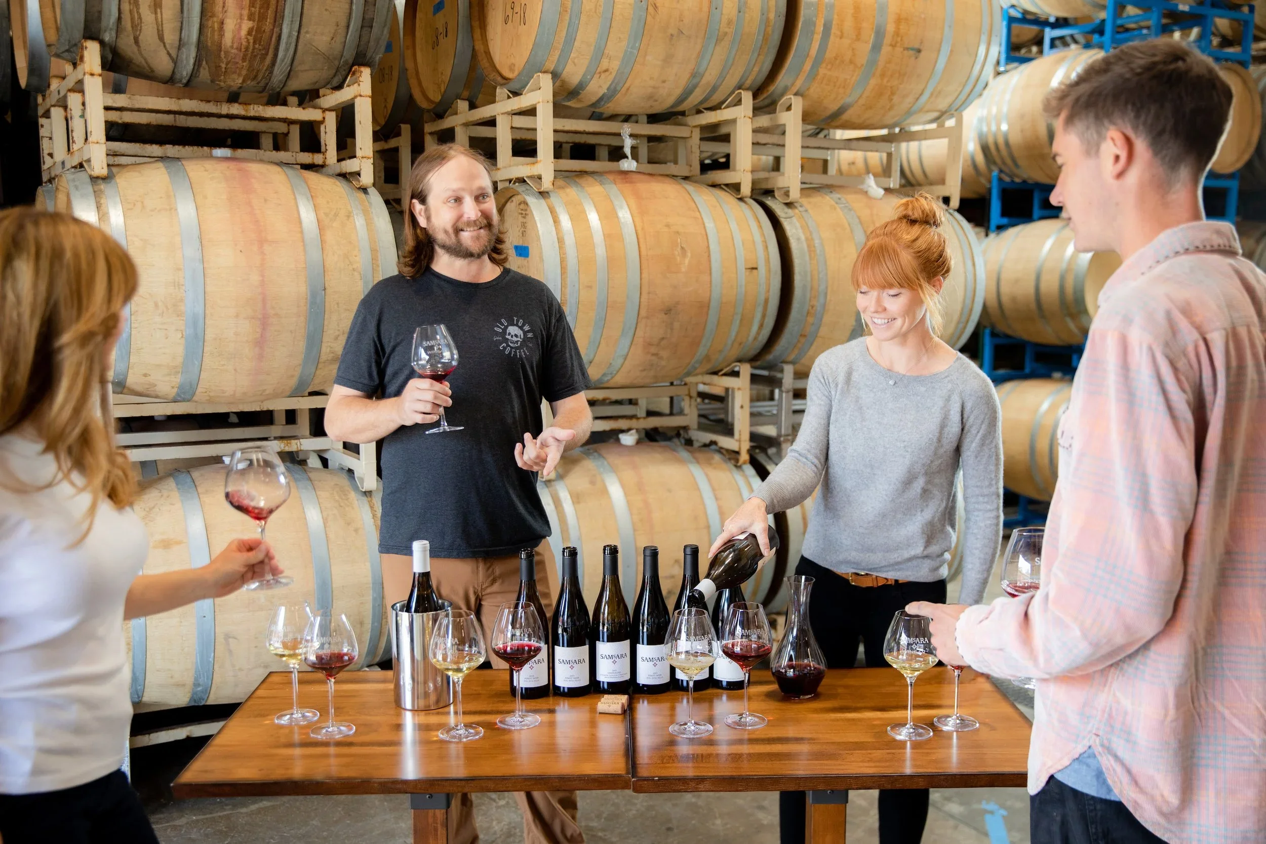 Marketers Share Ideas Over a Blind purple cork Wine Tasting