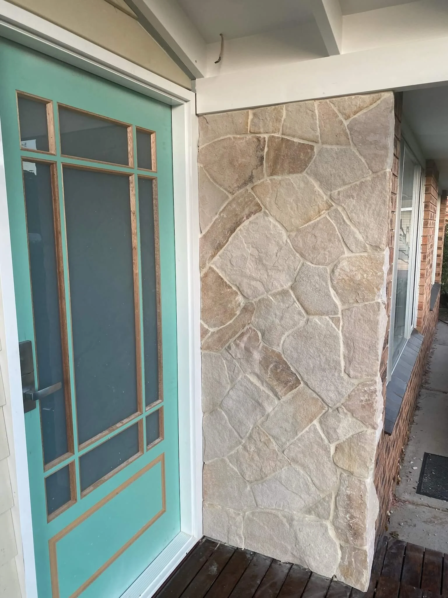 Sandstone cladding next to front entrance, Central Coast NSW