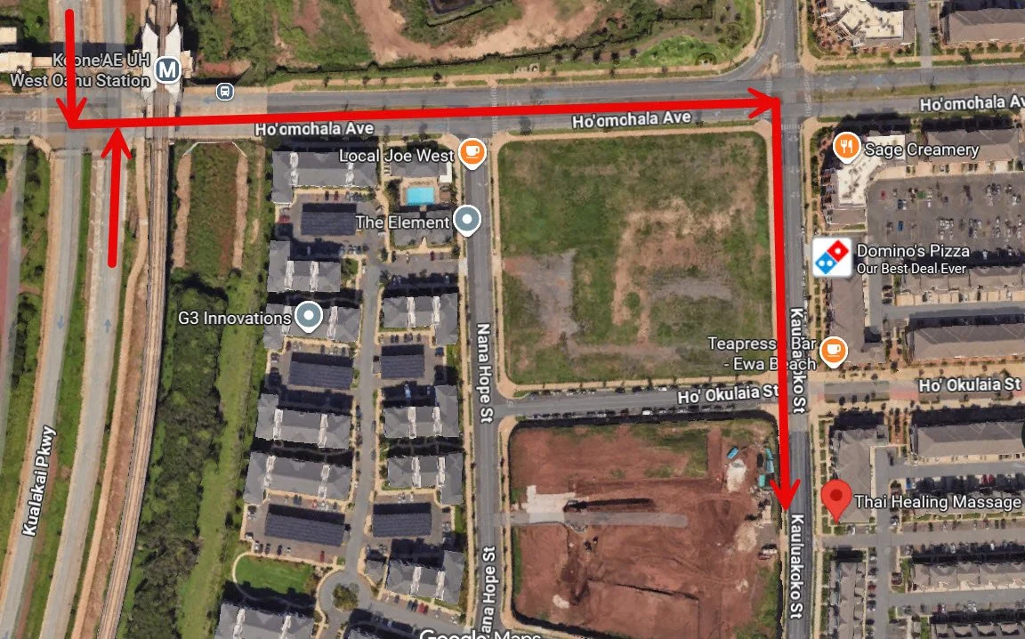 Thai Healing Massage business location map in East Kapolei, Ewa Beach.