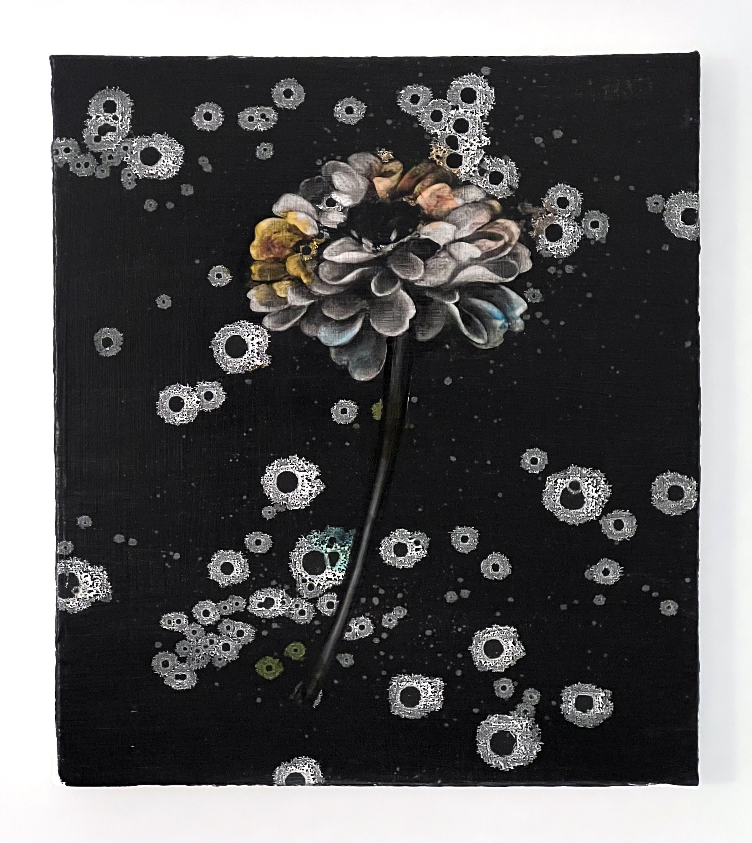 Zinnia  
Oil on canvas 18" x 16"