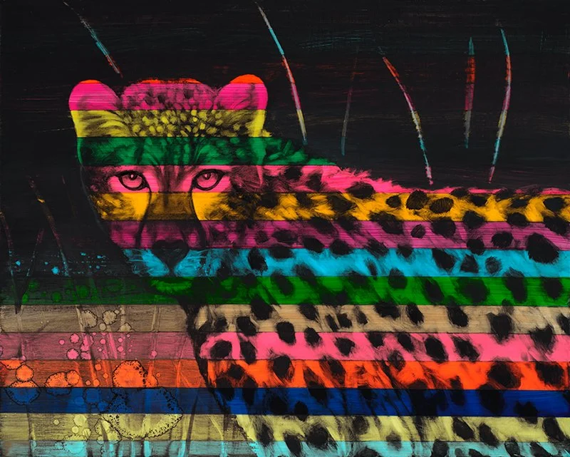 Cheetah 
Acrylic and oil on canvas 16" x 20"