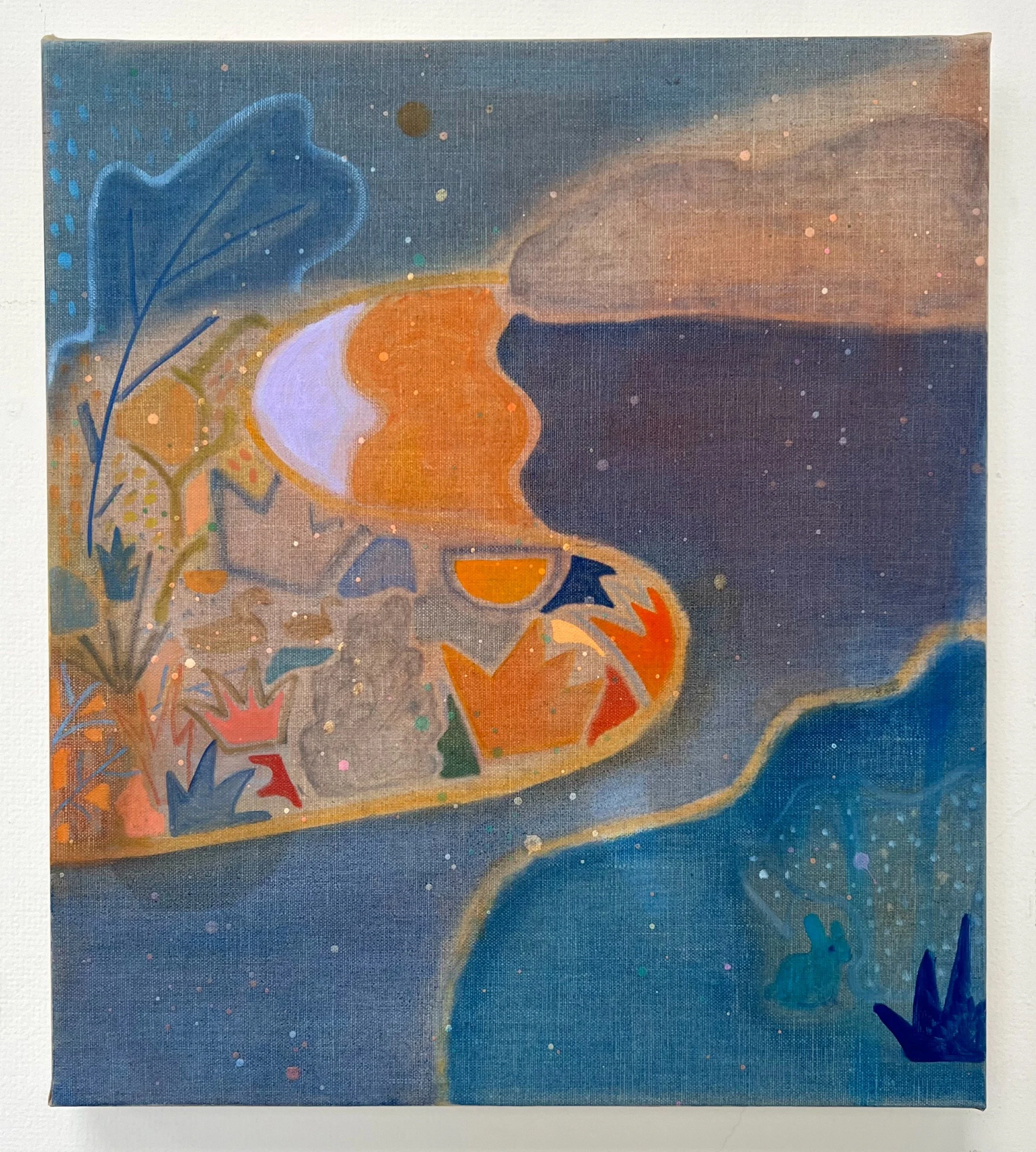 Blue Orange Riverfront 
Oil on canvas 18" x 16"