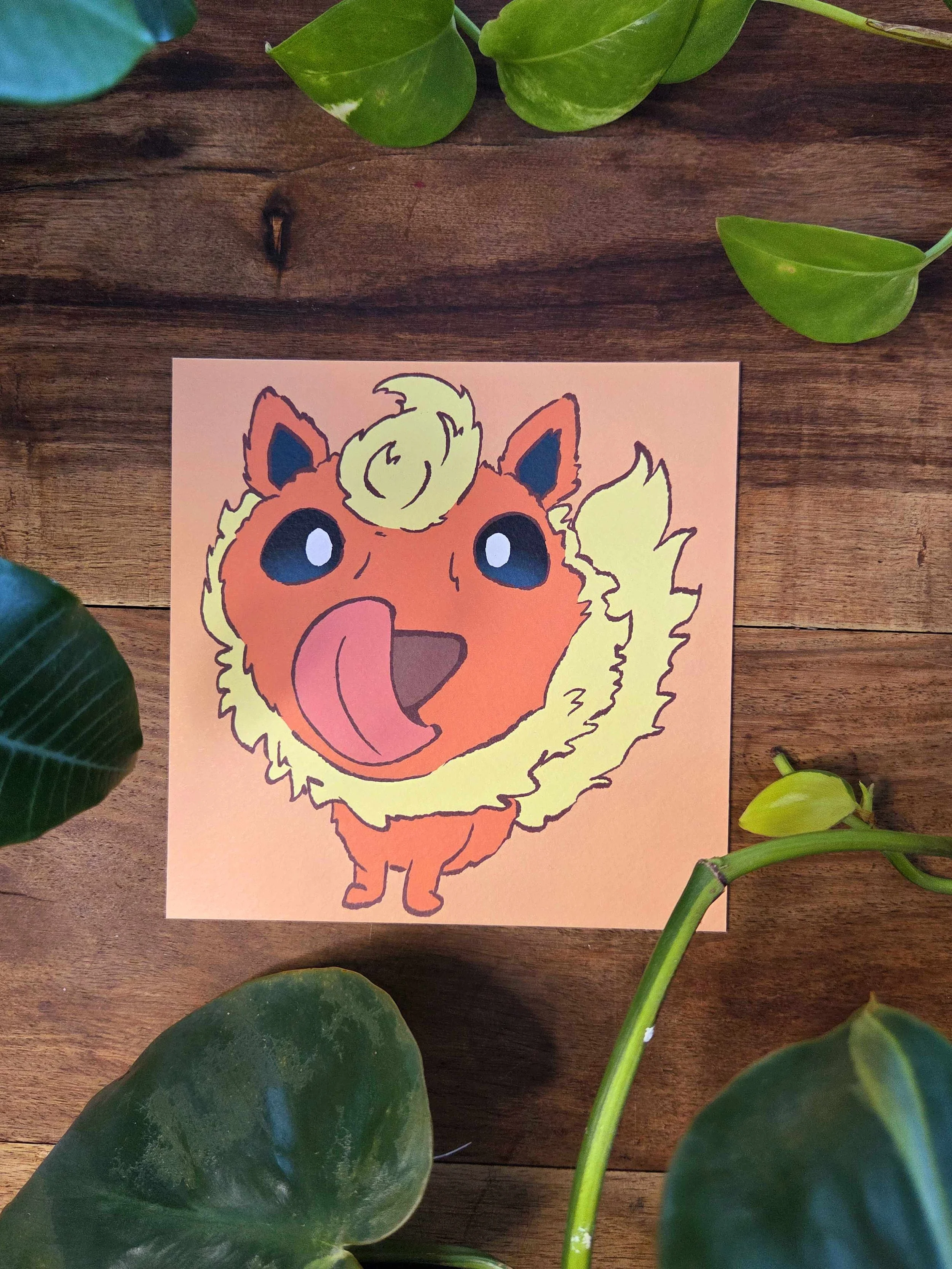 Fire Fox Fisheye Square Print