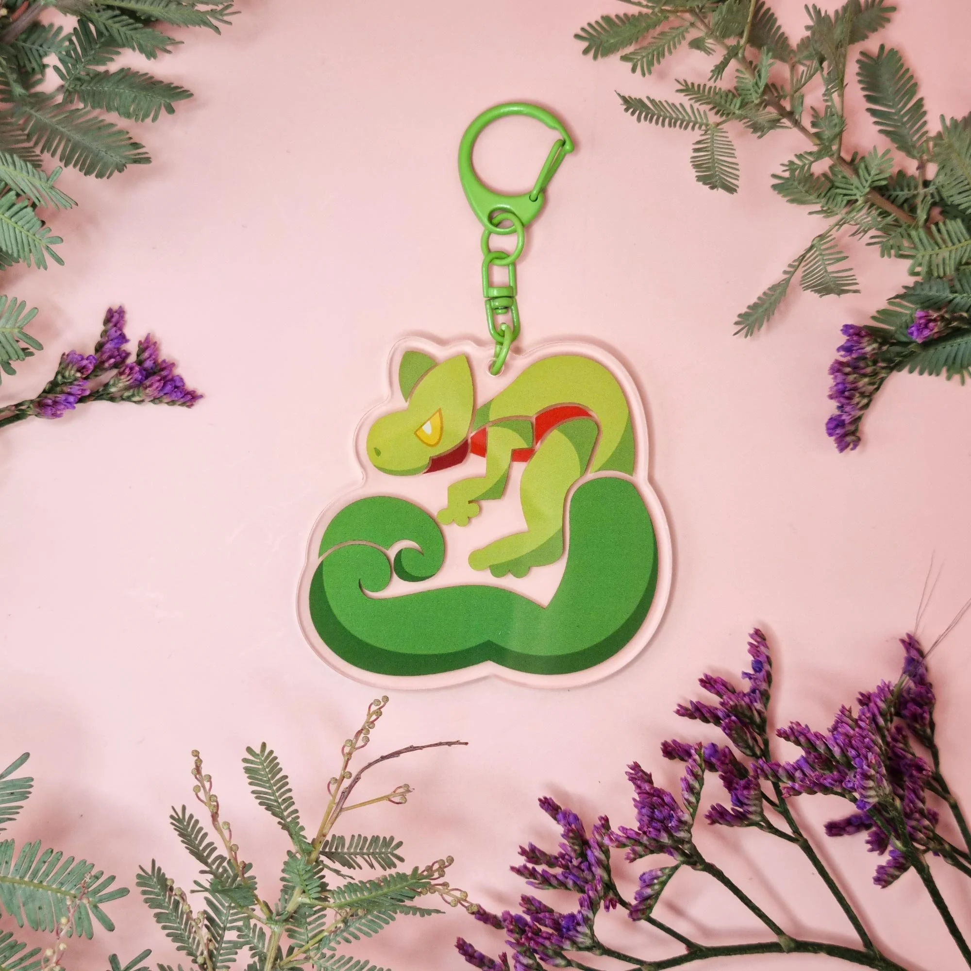 Grass Gecko Acrylic Keychain