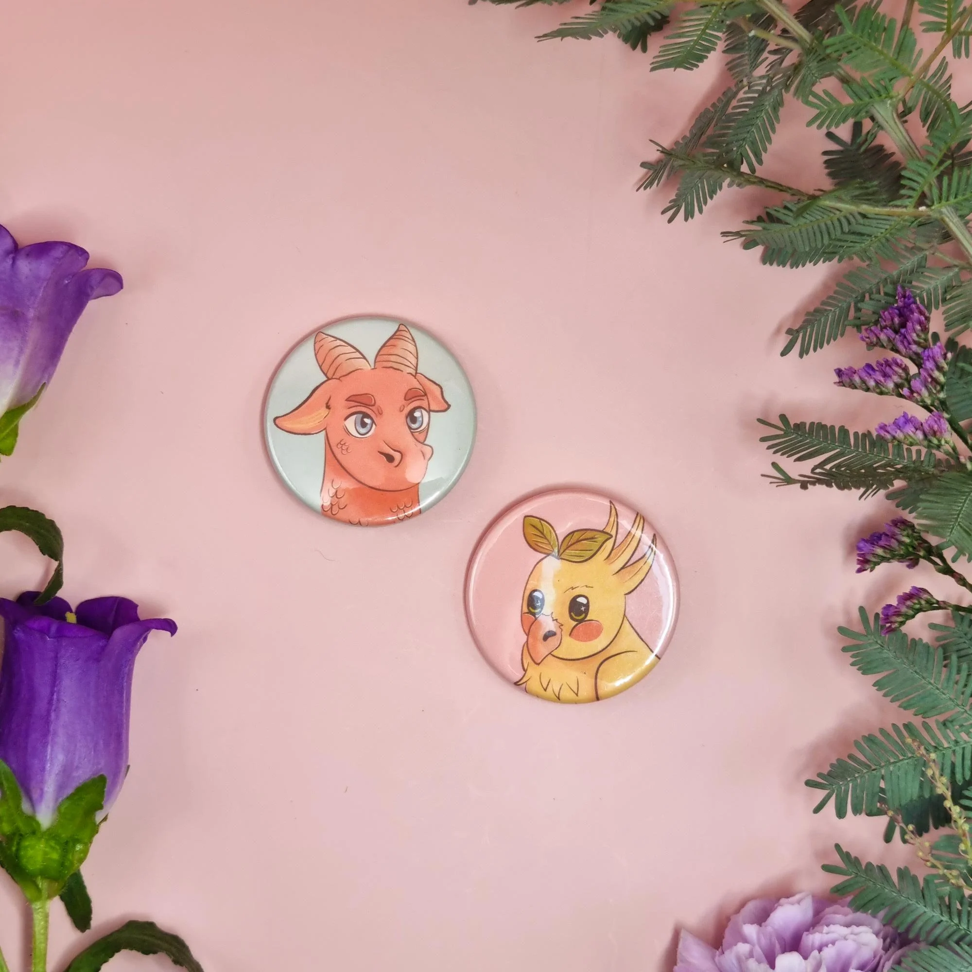 Dragon and Bird Portrait Button