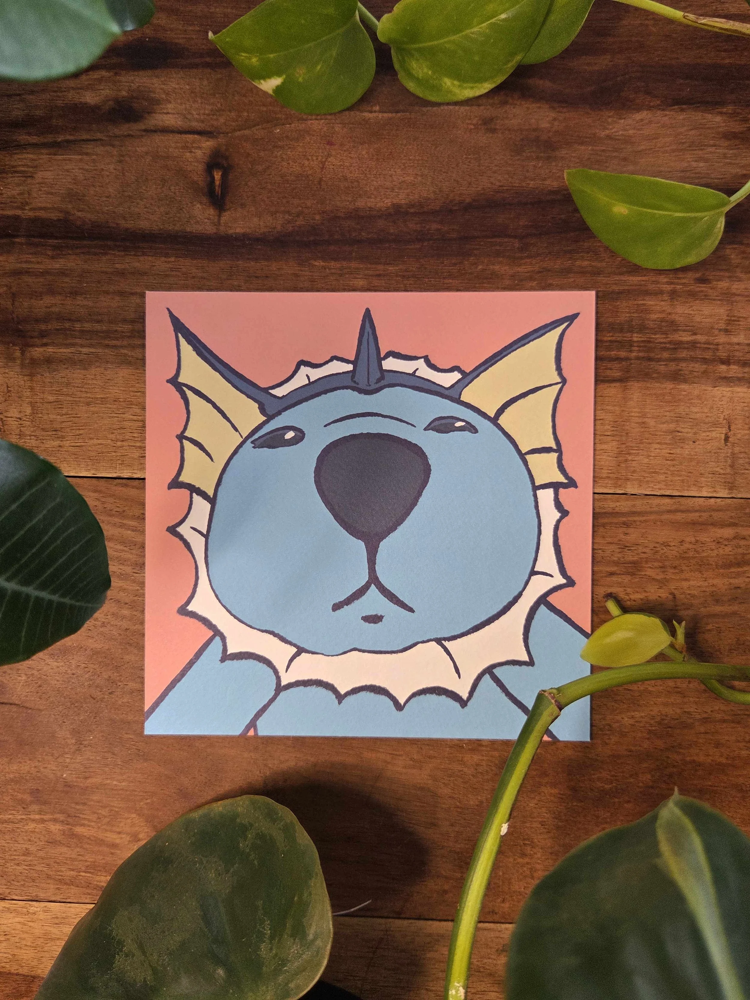 Water Fox Fisheye Square Print