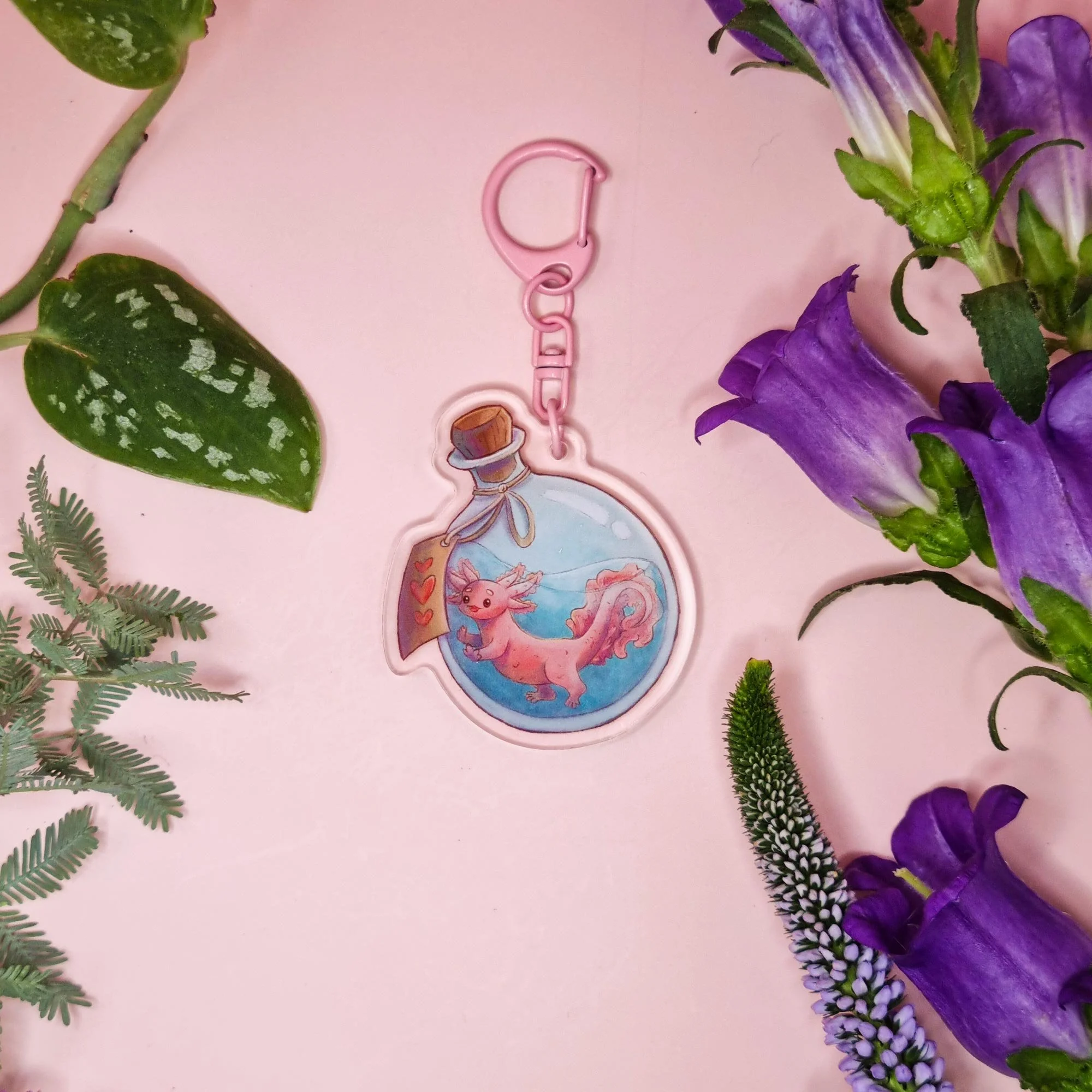 Axolotl Bottle Acrylic Keychain