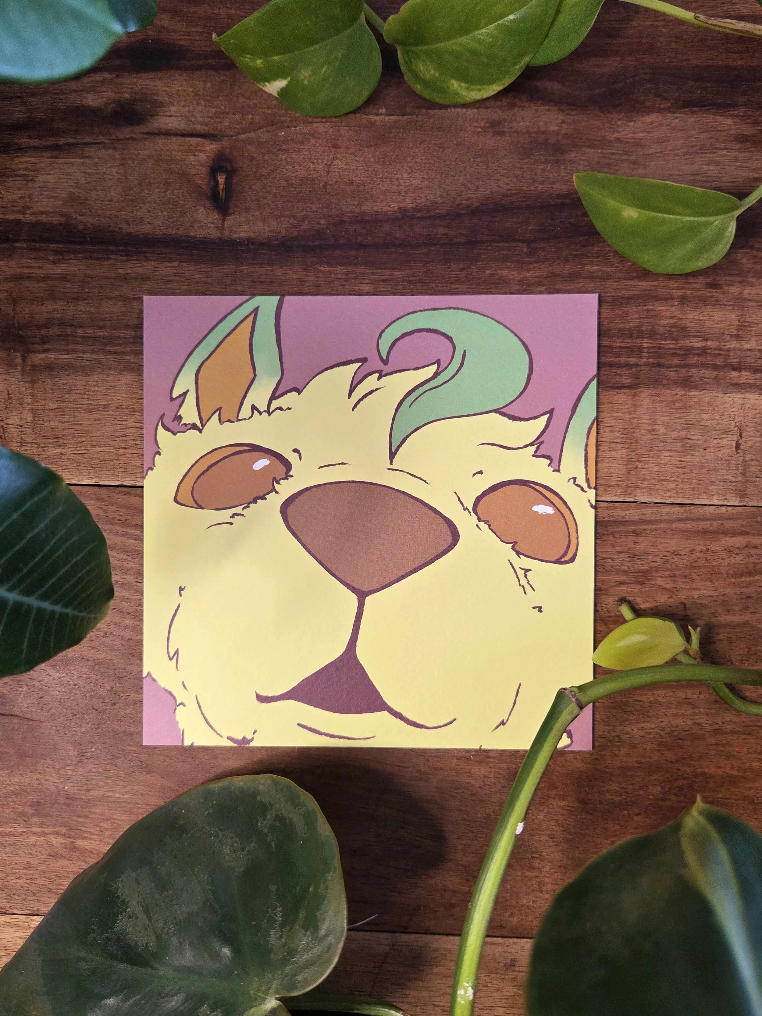 Grass Fox Fisheye Square Print