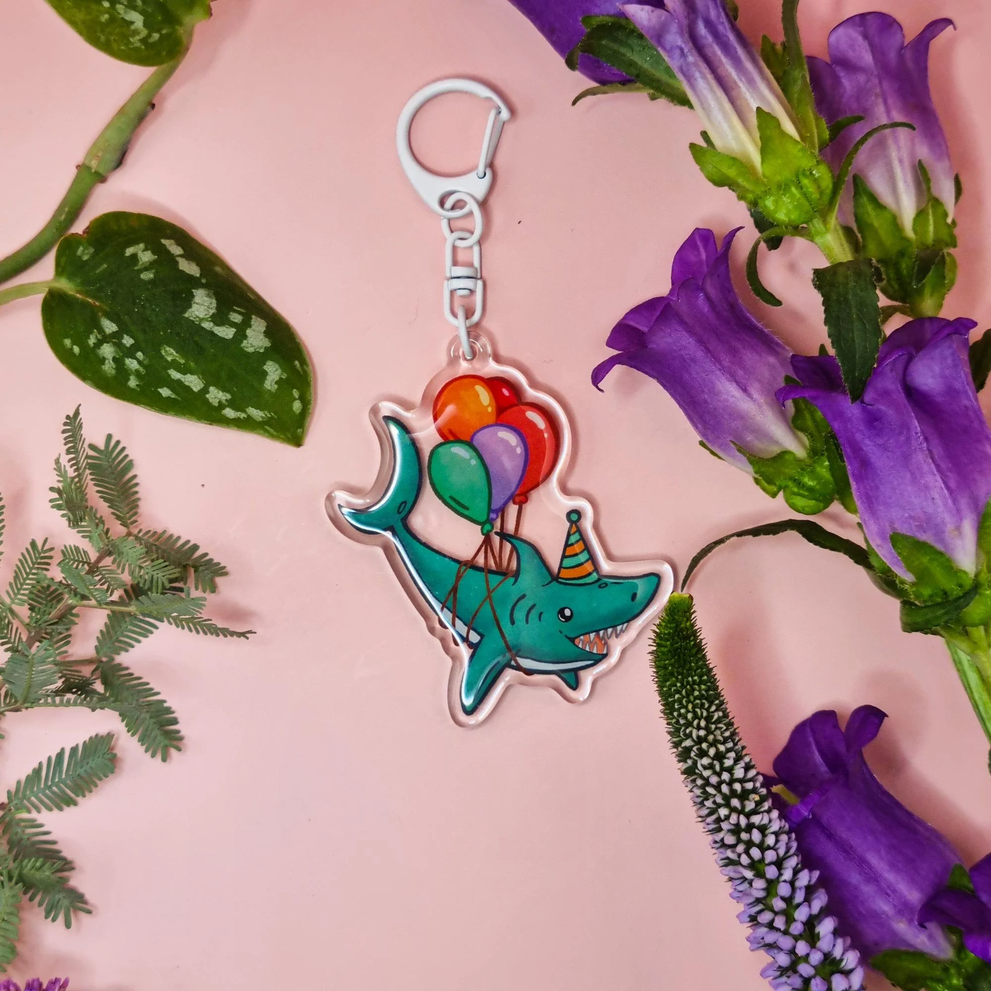 Birthday Shark Acrylic Keychain