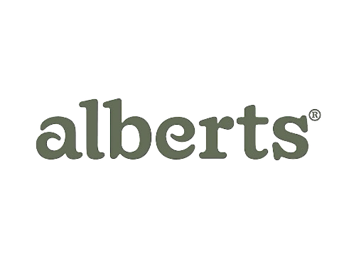 The Albrts logo with the word 'alberts' in lowercase greenish letters.