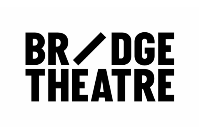 Logo of Bridge Theatre with stylized text featuring a diagonal line replacing the letter 'I'.