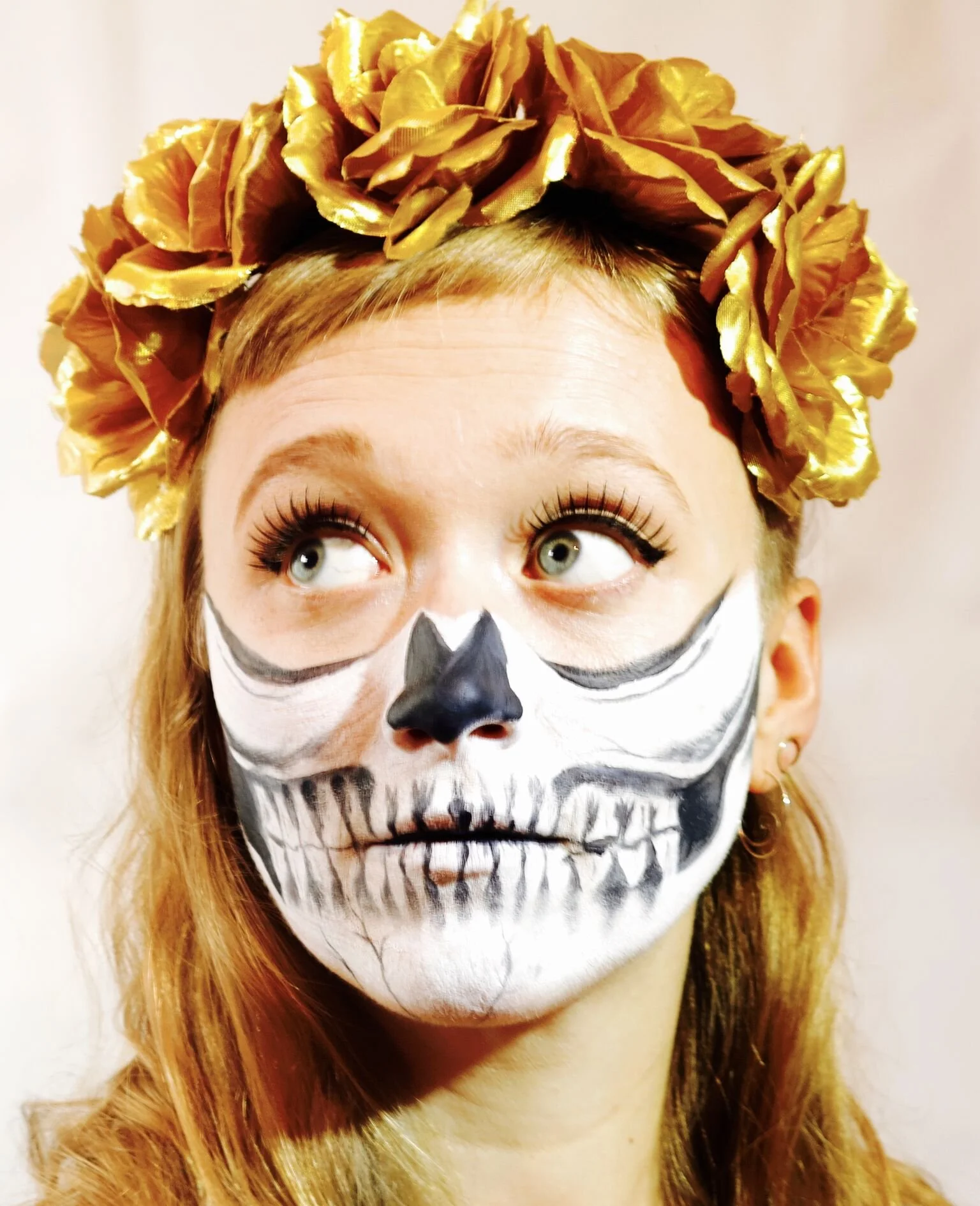 Día de los Muertos sugar skull face paint and styling by Paris-based English-speaking event makeup artist