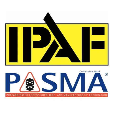 Logo of IKK and PASMA, the Prefabricated Access Suppliers and Manufacturers Association.