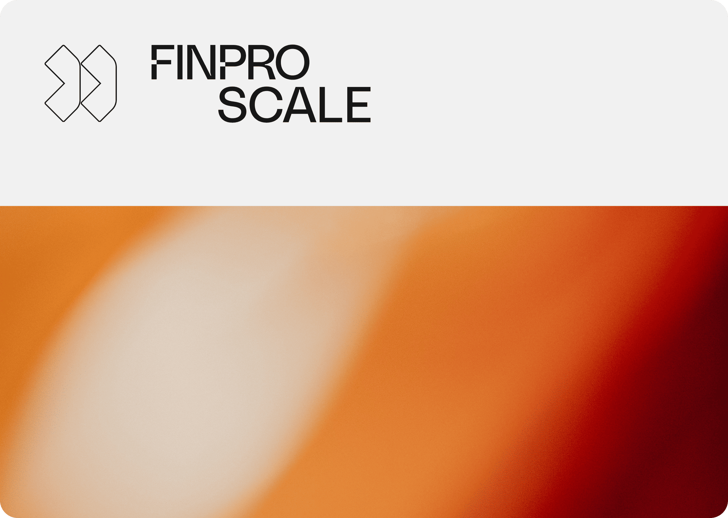 A logo of Finpro Scale on a light grey background. It also contains and image of a blurred orange and white object with a logo to add visual flair and differentiation.